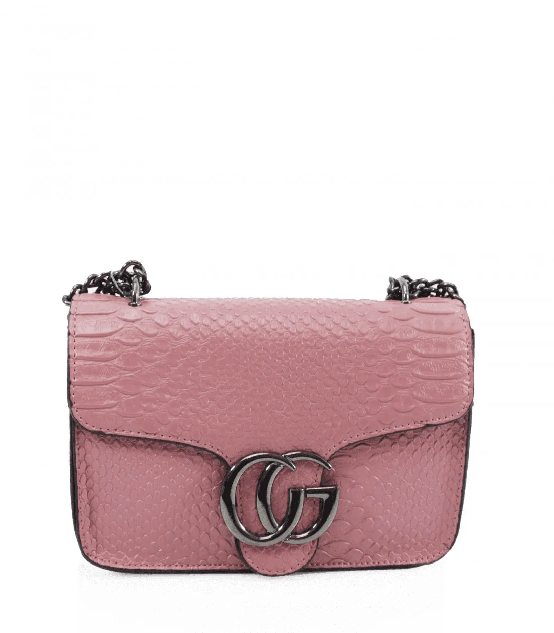 Snake Print Shoulder Bag in Pink