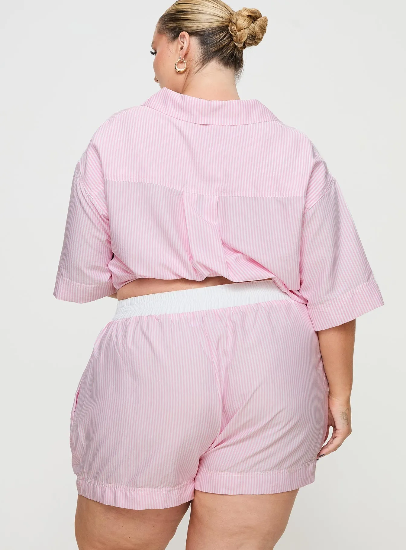 Pink Stripe Curve Sleep Shorts for Early Risers