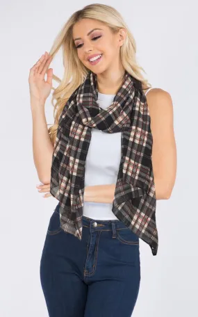 Plaid Georgette Oblong Scarf