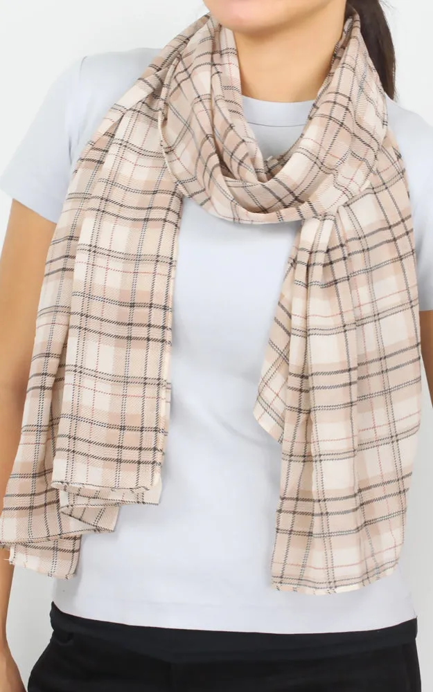 Plaid Georgette Oblong Scarf