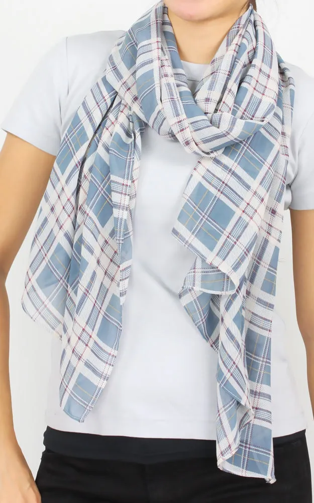 Plaid Georgette Oblong Scarf