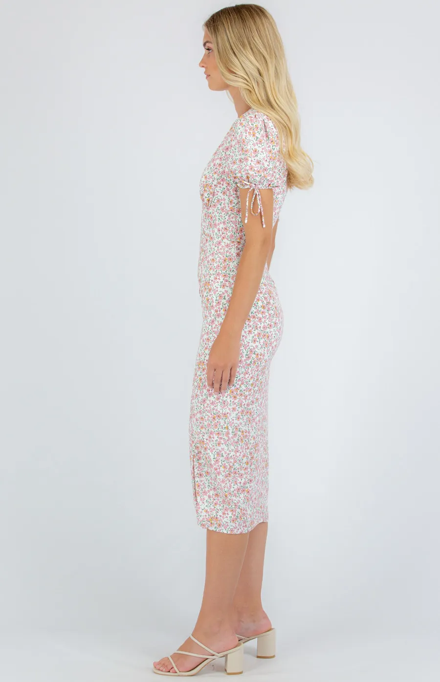 Midi Dress with Split in Printed Design