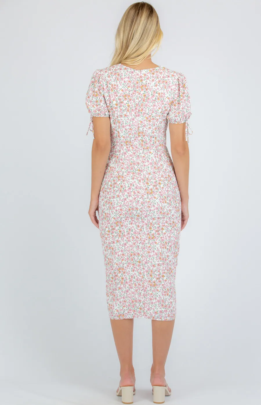 Midi Dress with Split in Printed Design