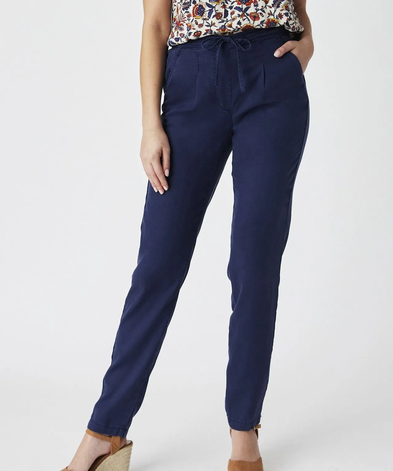 Lyocell Elastic Waist Trousers