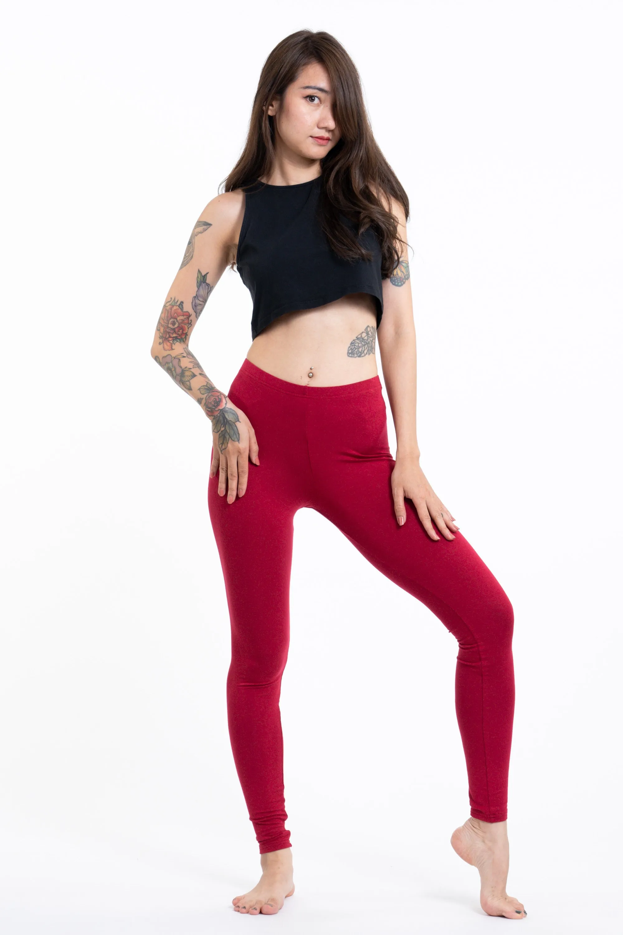 Red Cotton Leggings