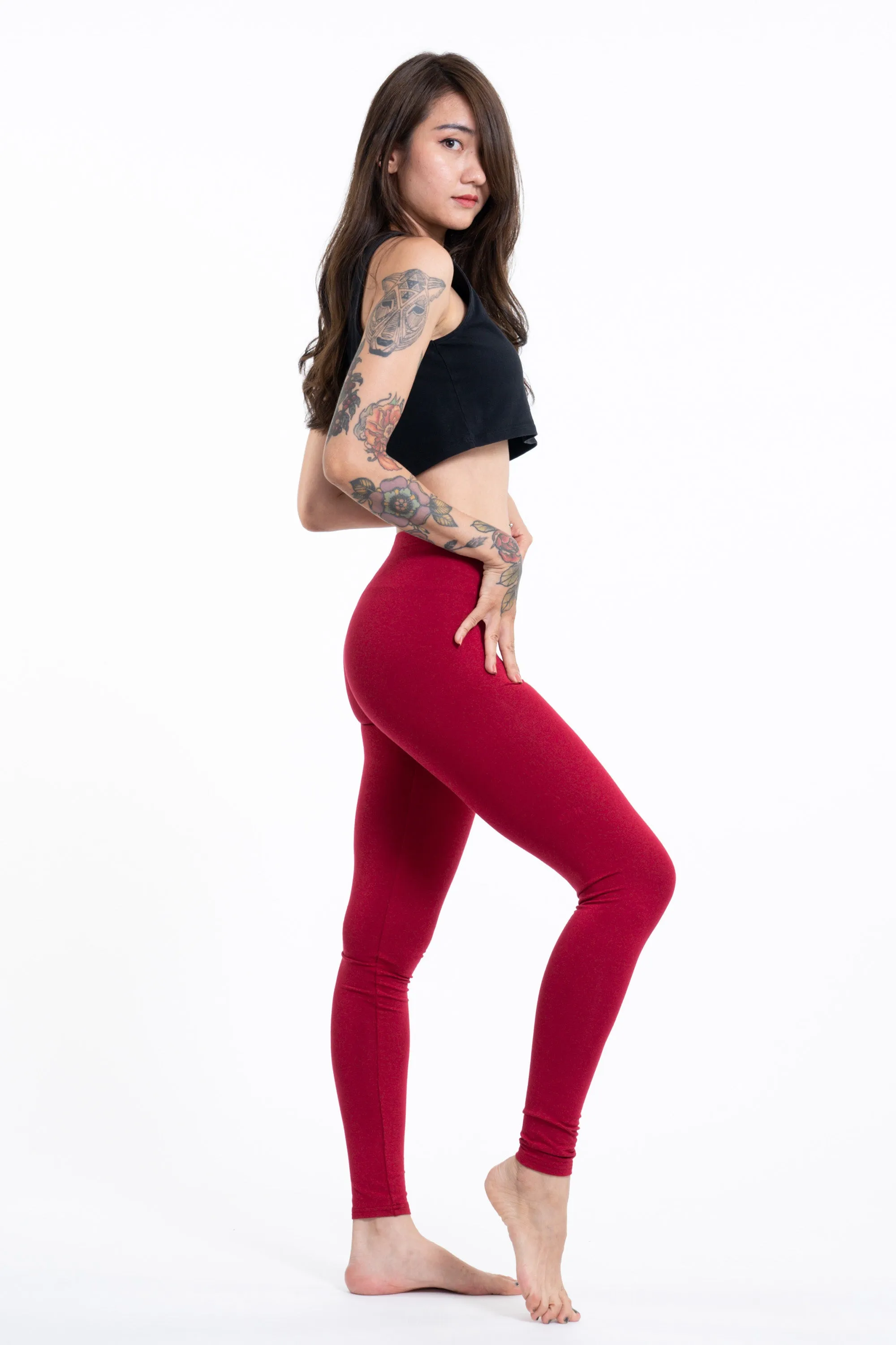 Red Cotton Leggings