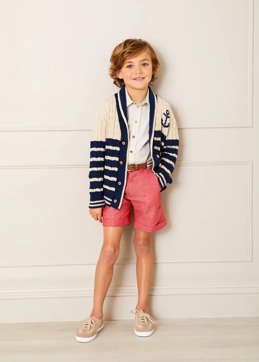 Red Linen Shorts for 4-10-year-olds