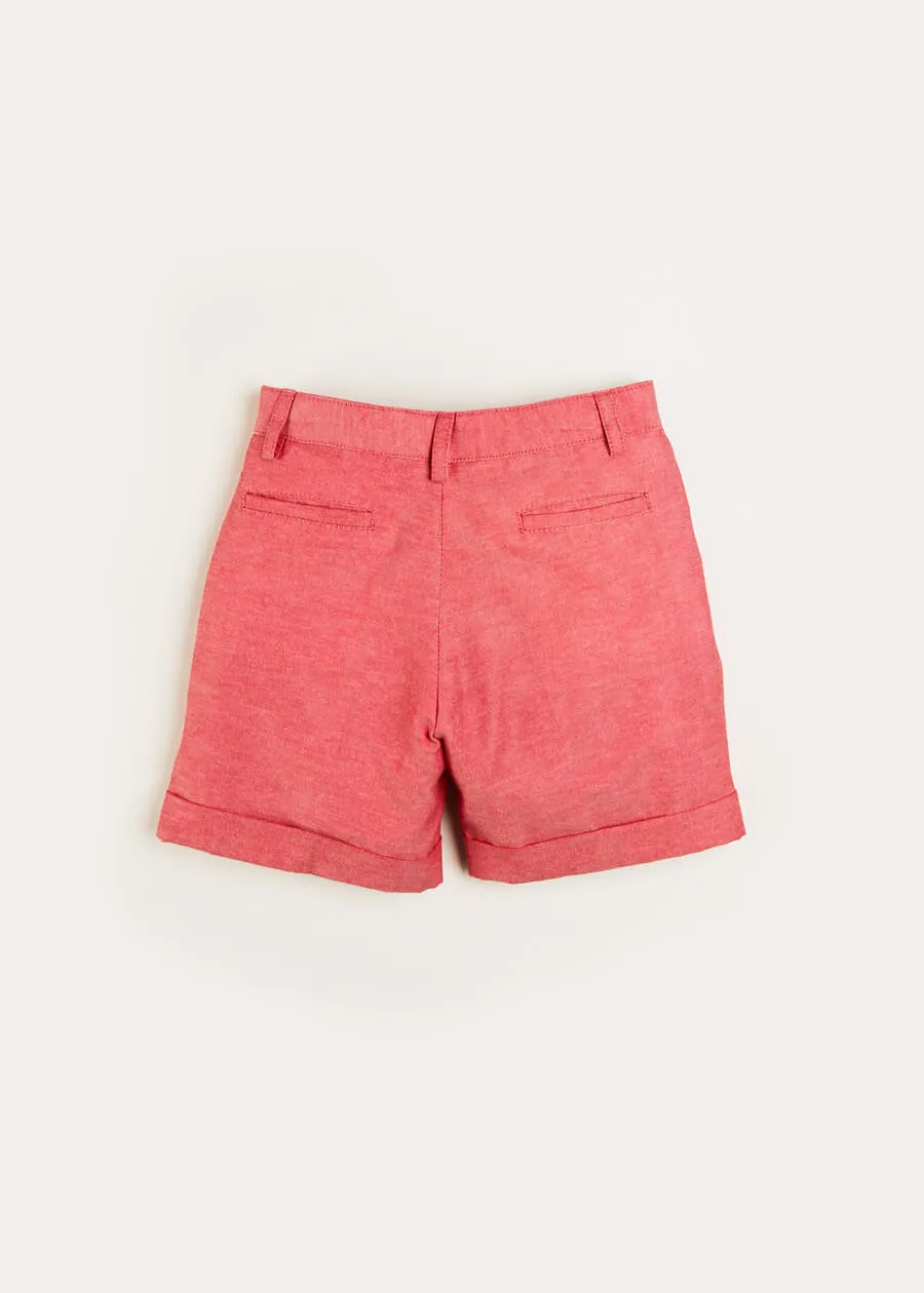 Red Linen Shorts for 4-10-year-olds