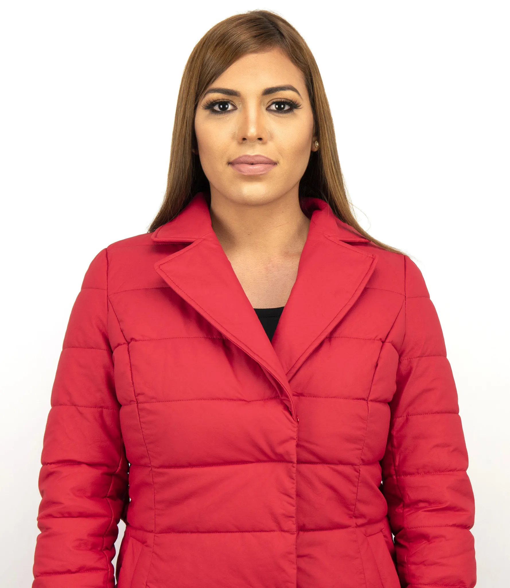 Red Winter Coat with Padding for Women