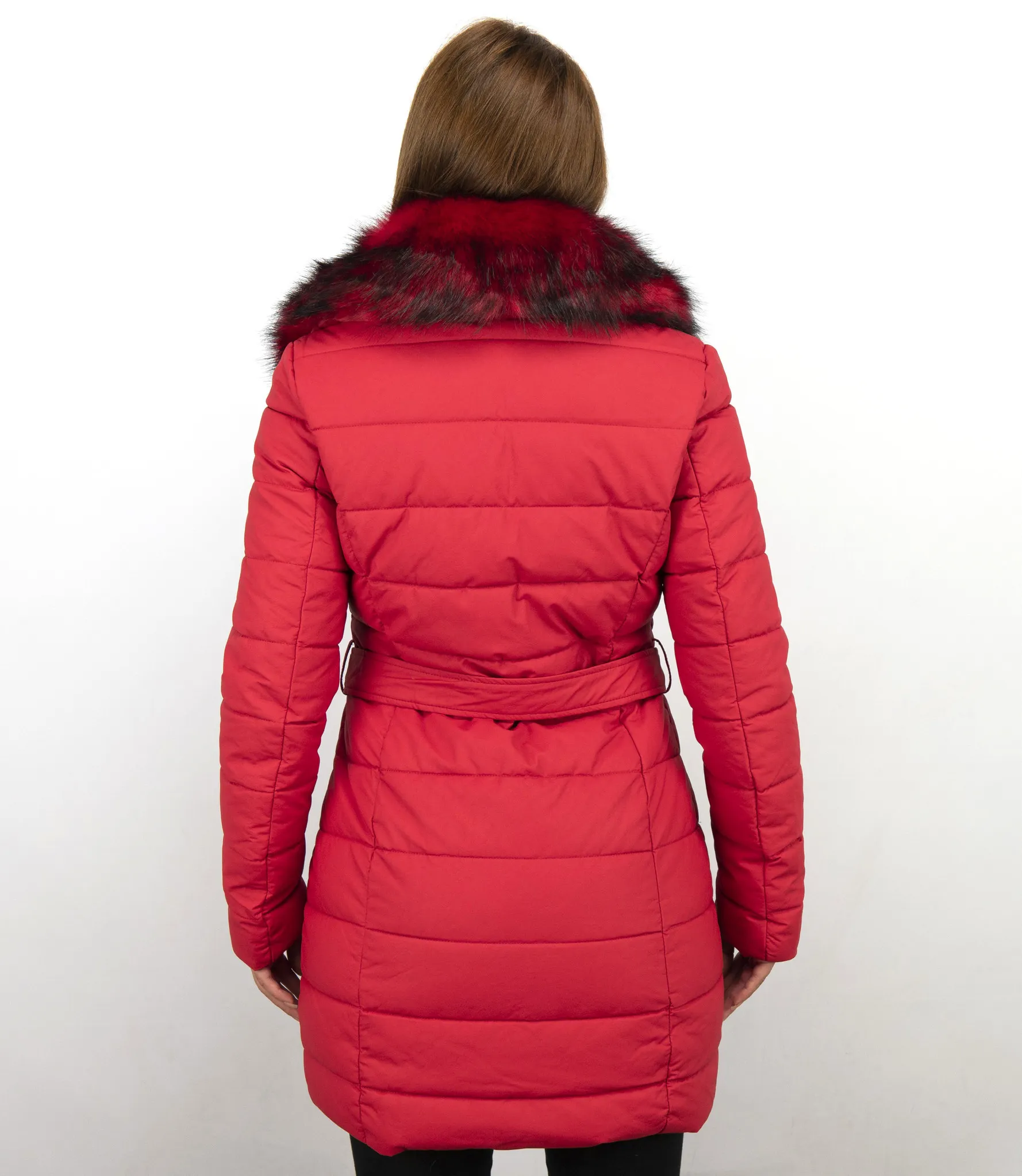 Red Winter Coat with Padding for Women