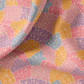 Retro Funky Print Linen Fabric for Clothing, Bedding, Curtains & Upholstery- By the Yard or Meter