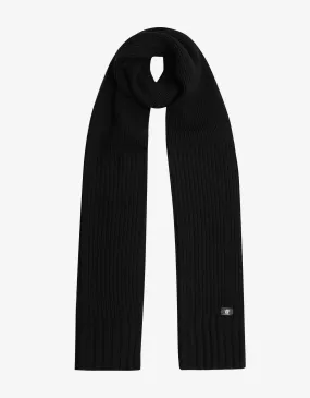 Ribbed Black Wool Scarf