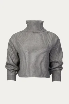 Ribbed Crop Turtleneck Sweater