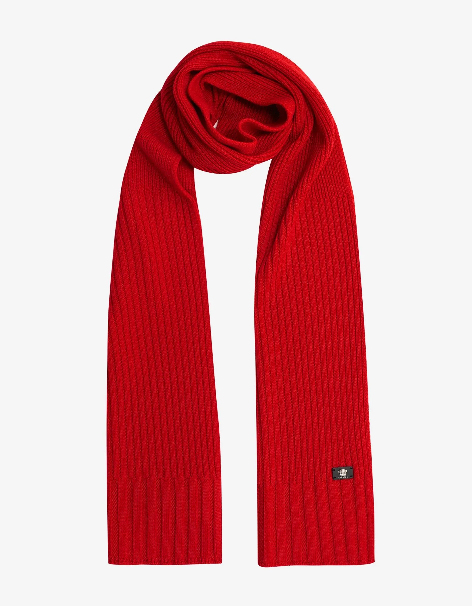 Ribbed Red Wool Scarf