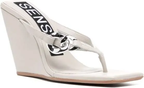 Grey Senso Helga II leather wedge sandals