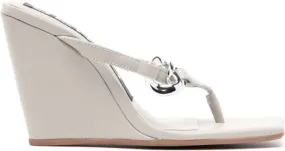 Grey Senso Helga II leather wedge sandals