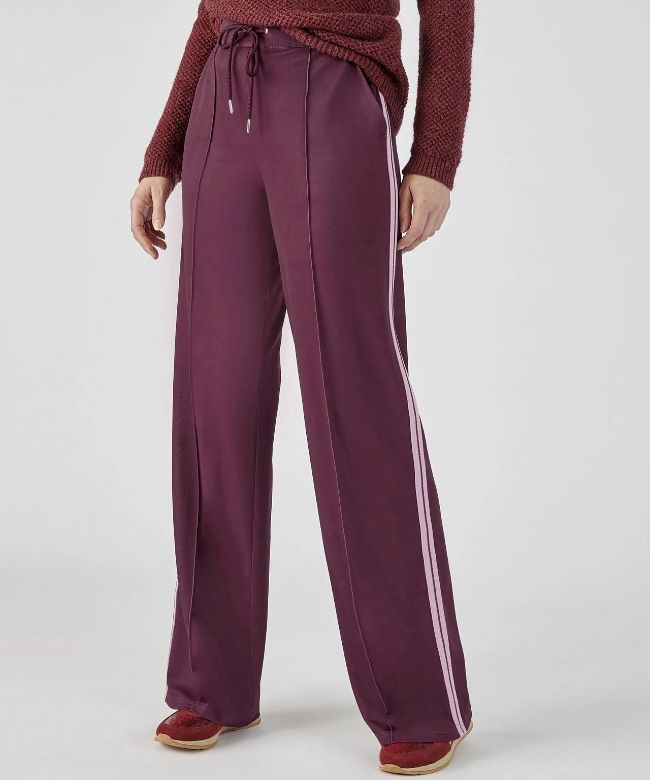 Side Stripe Wide-Leg Trousers