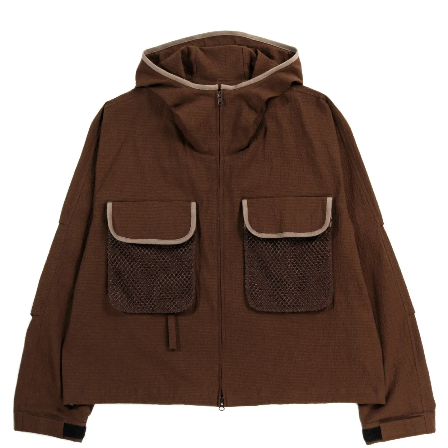 S.K. MANOR HILL Brown Puckered Cotton Wading Jacket