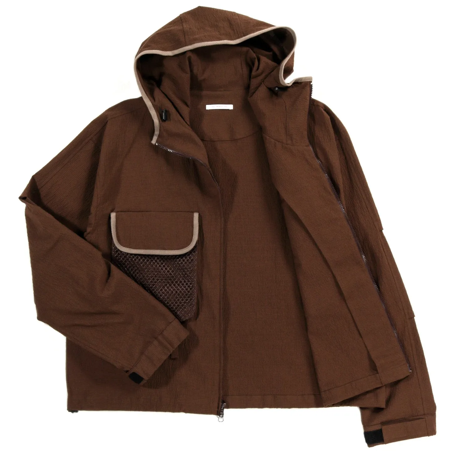 S.K. MANOR HILL Brown Puckered Cotton Wading Jacket