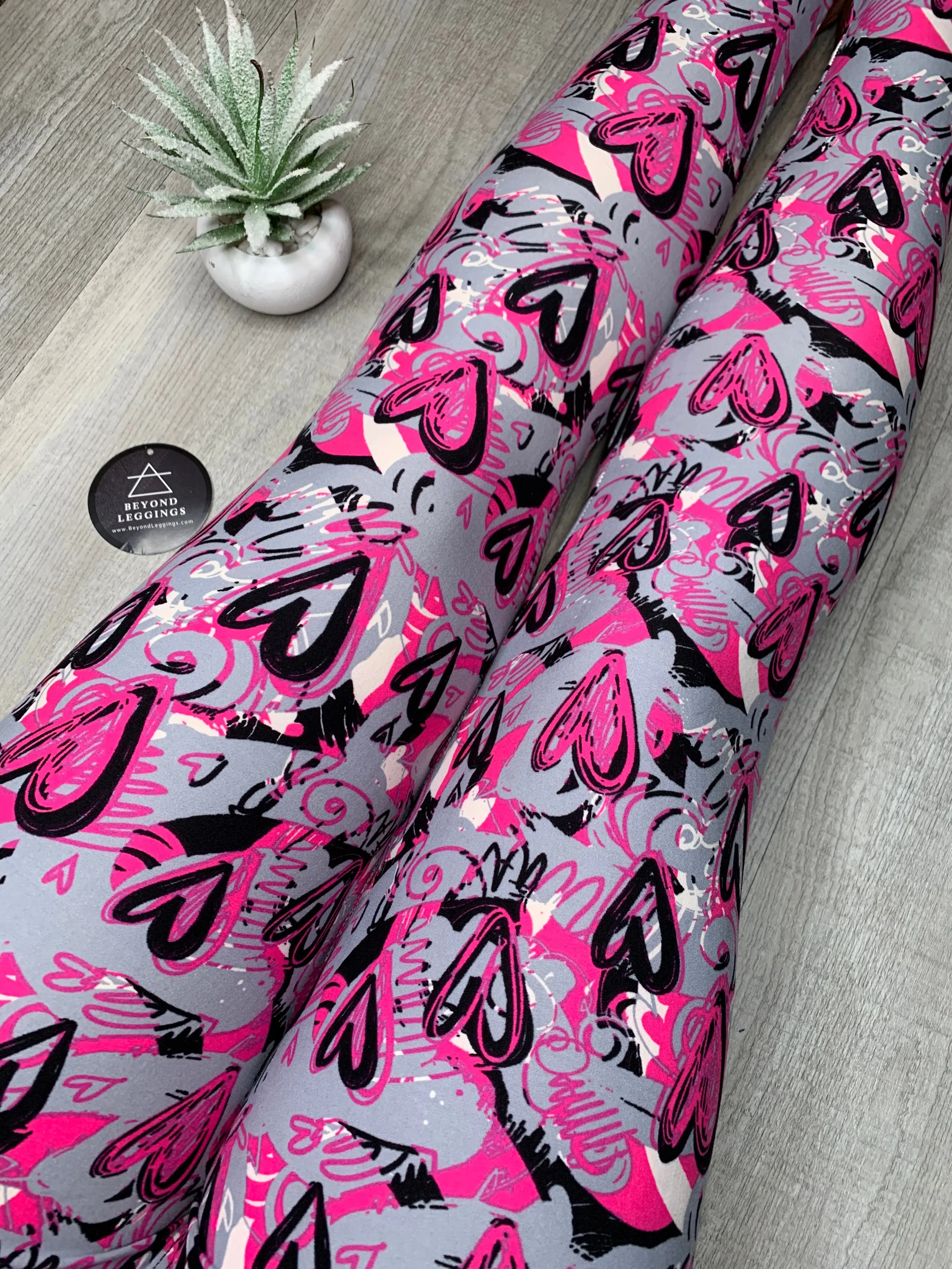 Soft Heart Print Leggings inspired by the 90s