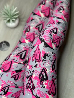 Soft Heart Print Leggings inspired by the 90s