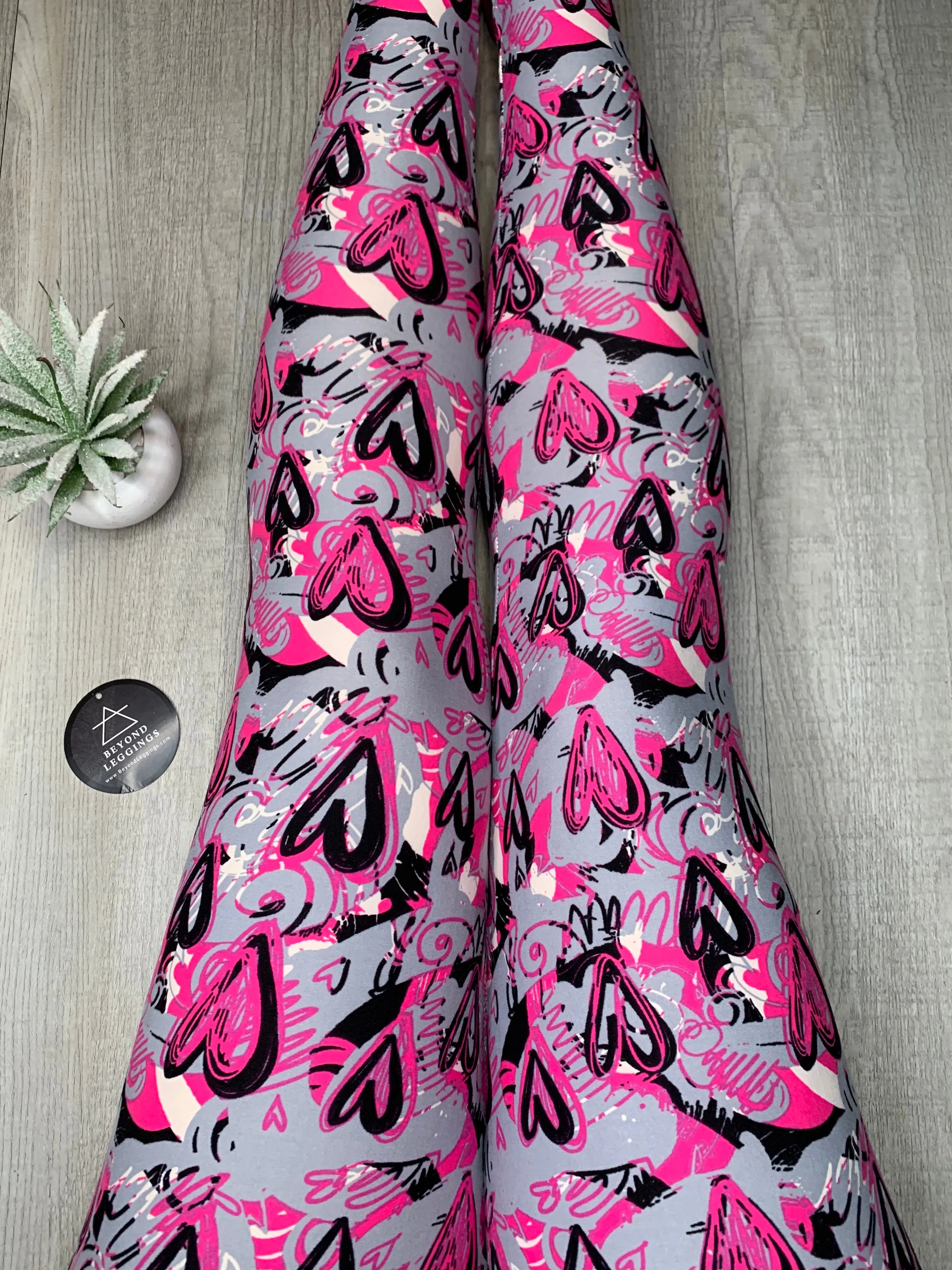 Soft Heart Print Leggings inspired by the 90s