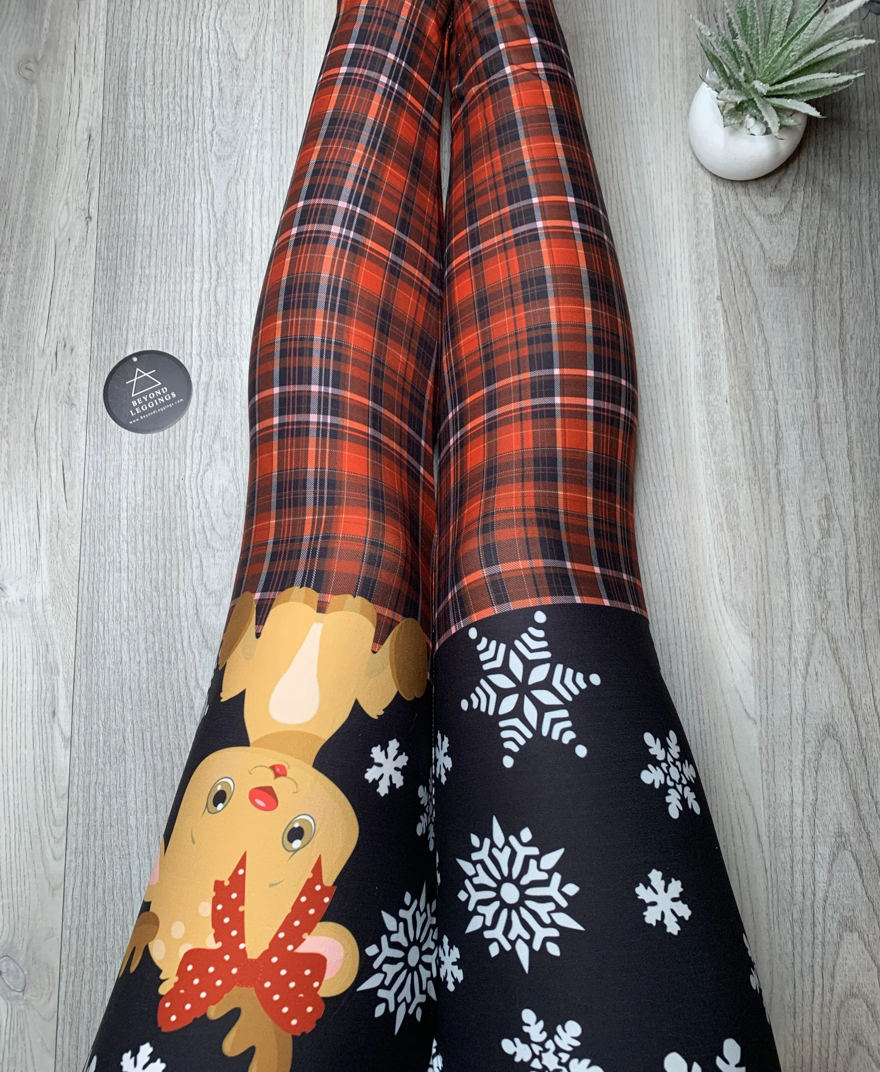 Soft Leggings with Little Reindeer Print