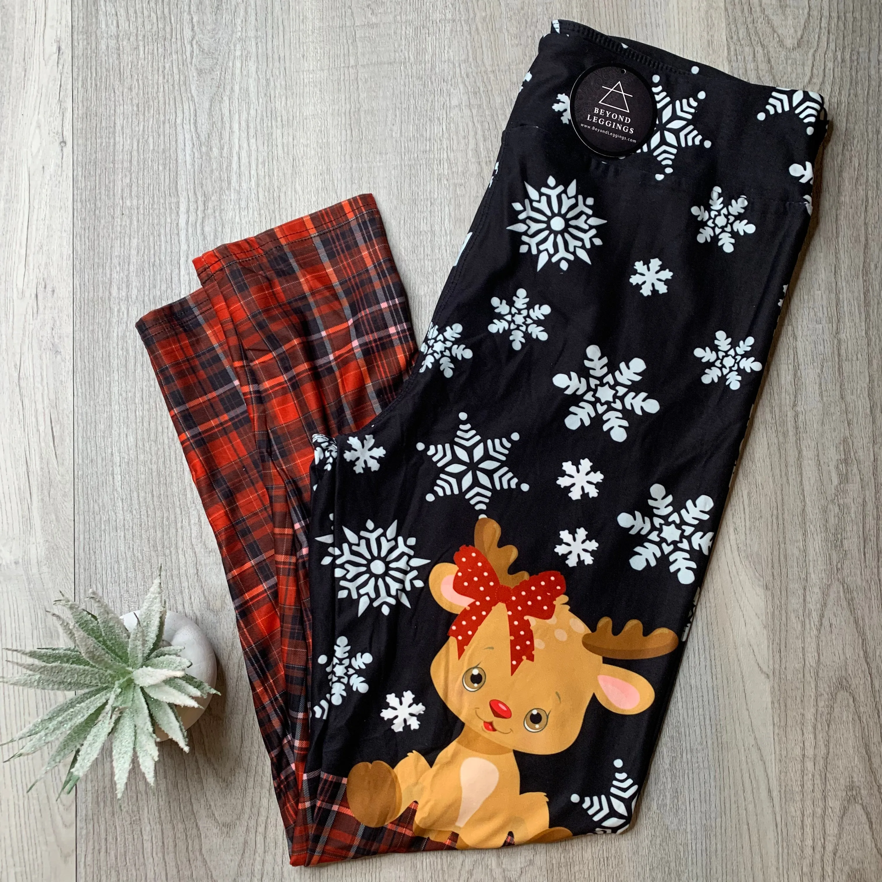 Soft Leggings with Little Reindeer Print