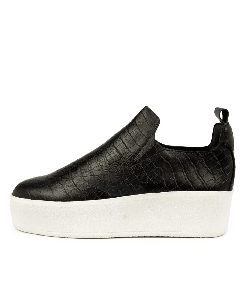 SOL SANA Finley Black Croc Leather Sneaker