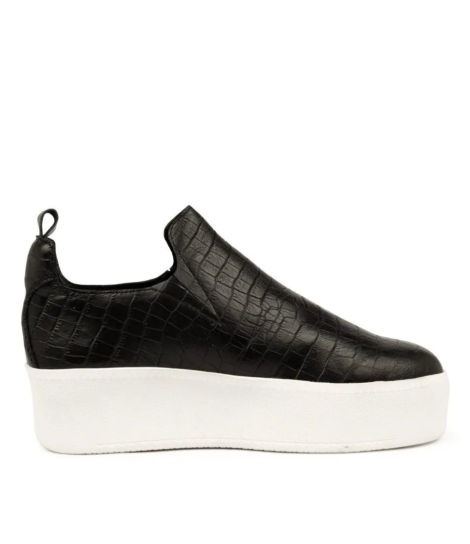 SOL SANA Finley Black Croc Leather Sneaker