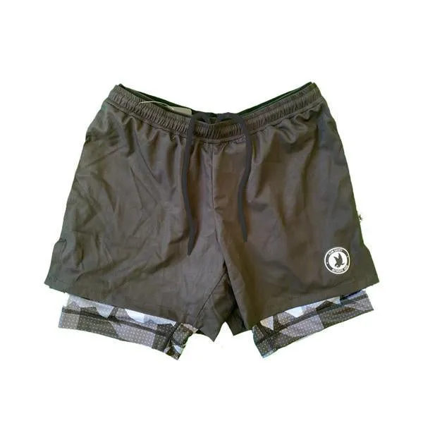 Solid Black Eagle 7 Camo Shorts for Men with 2-1 Compression