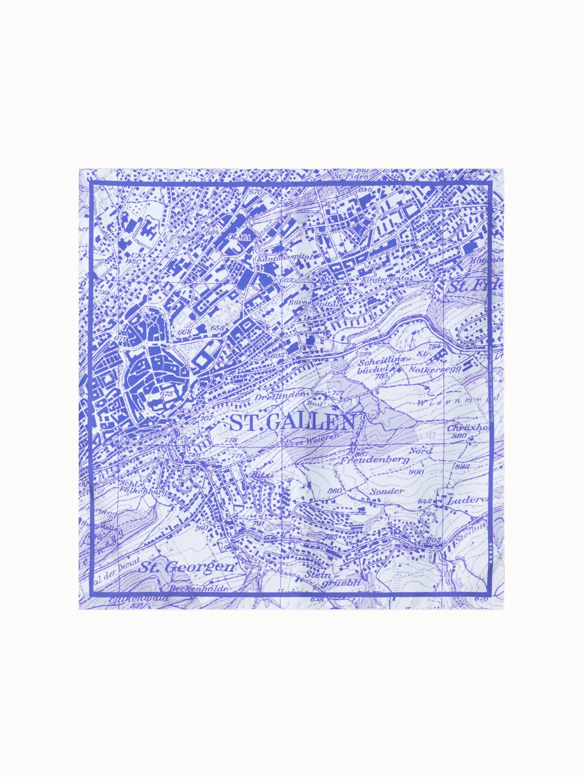 St. Gallen Map Print Silk Scarf