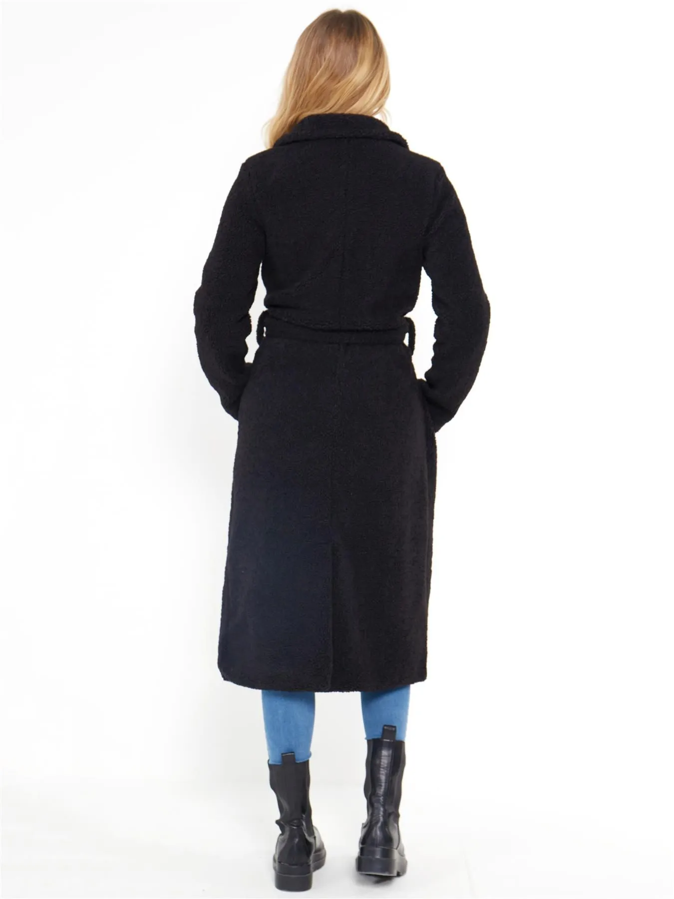 Black Faux Fur Maxi Coat in UK Sizes 8 to 16