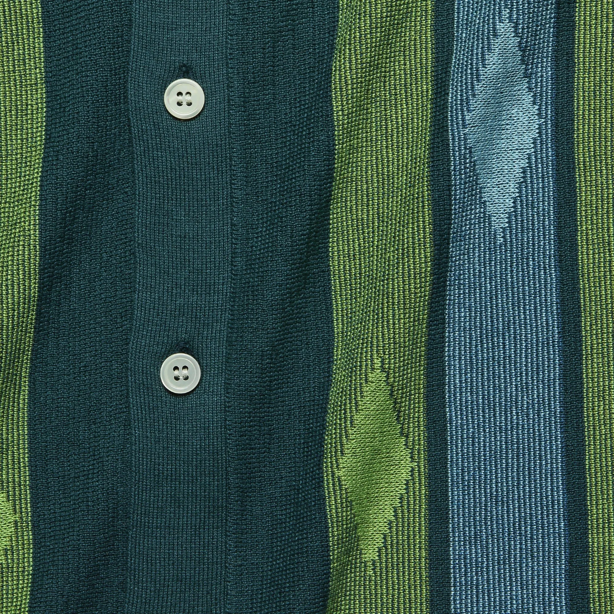 Storm Green Striped Argyle Button-Up Sweater Polo