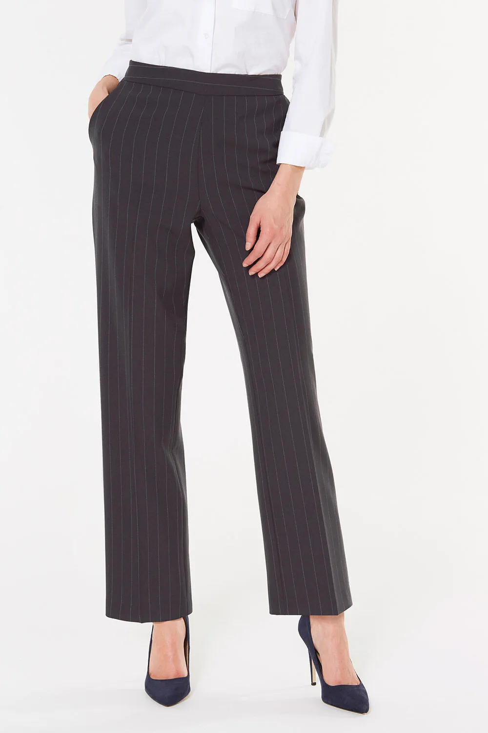 Elasticated Striped Straight Leg Trousers