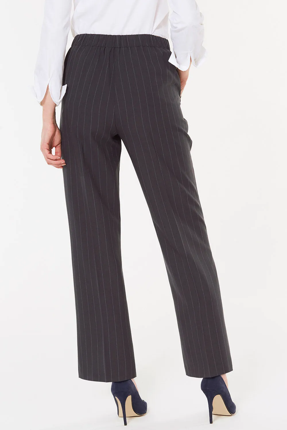 Elasticated Striped Straight Leg Trousers