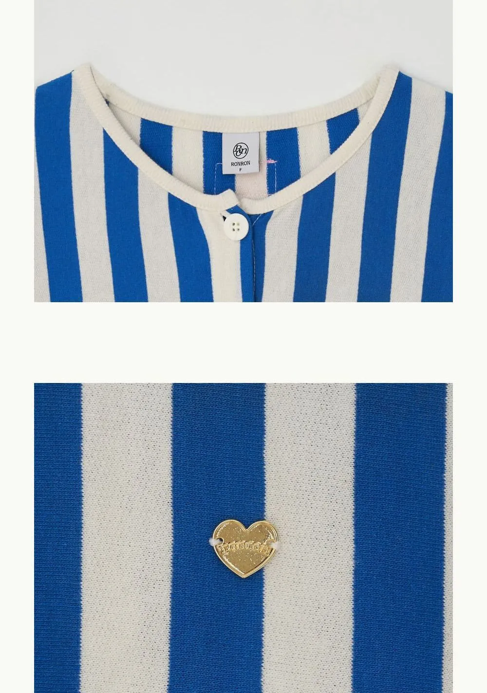 Striped Heart Logo Cardigan Short Sleeve Street Style