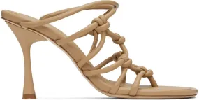 Beige Net 90 Heeled Sandals by Studio Amelia