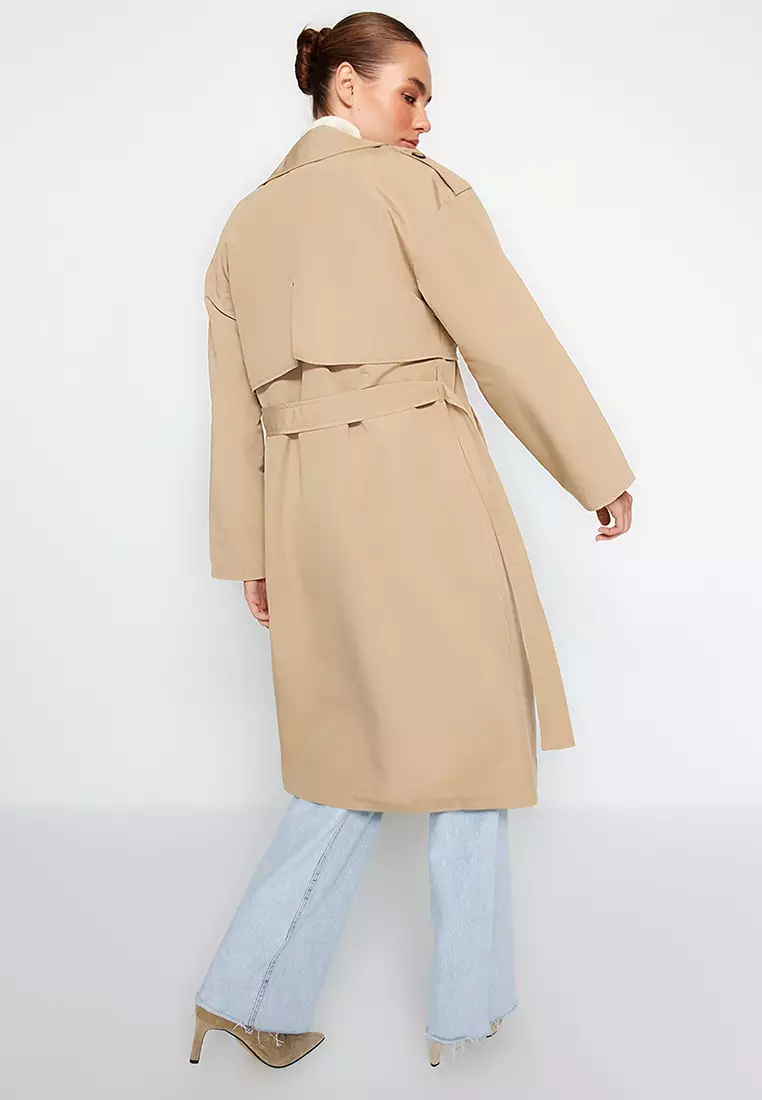 Stylish Belted Trench Coat - Trendyol Wide Cut