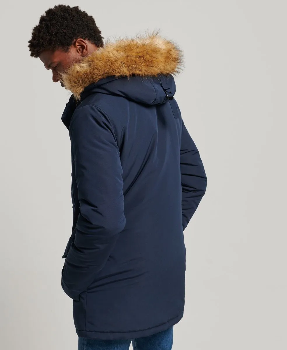 Superdry Military Faux Fur Parka Jacket in Nordic Chrome Navy