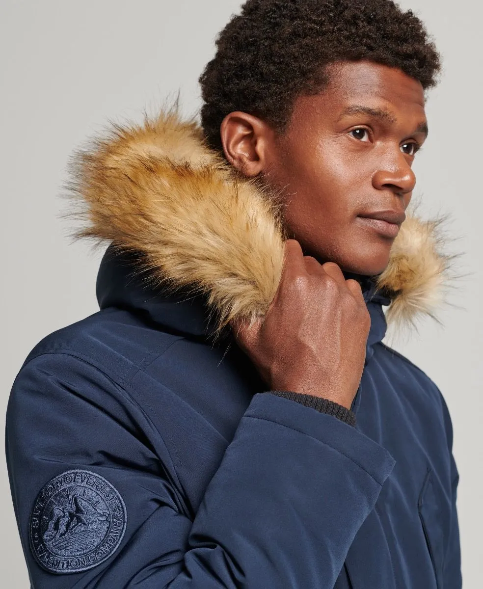 Superdry Military Faux Fur Parka Jacket in Nordic Chrome Navy