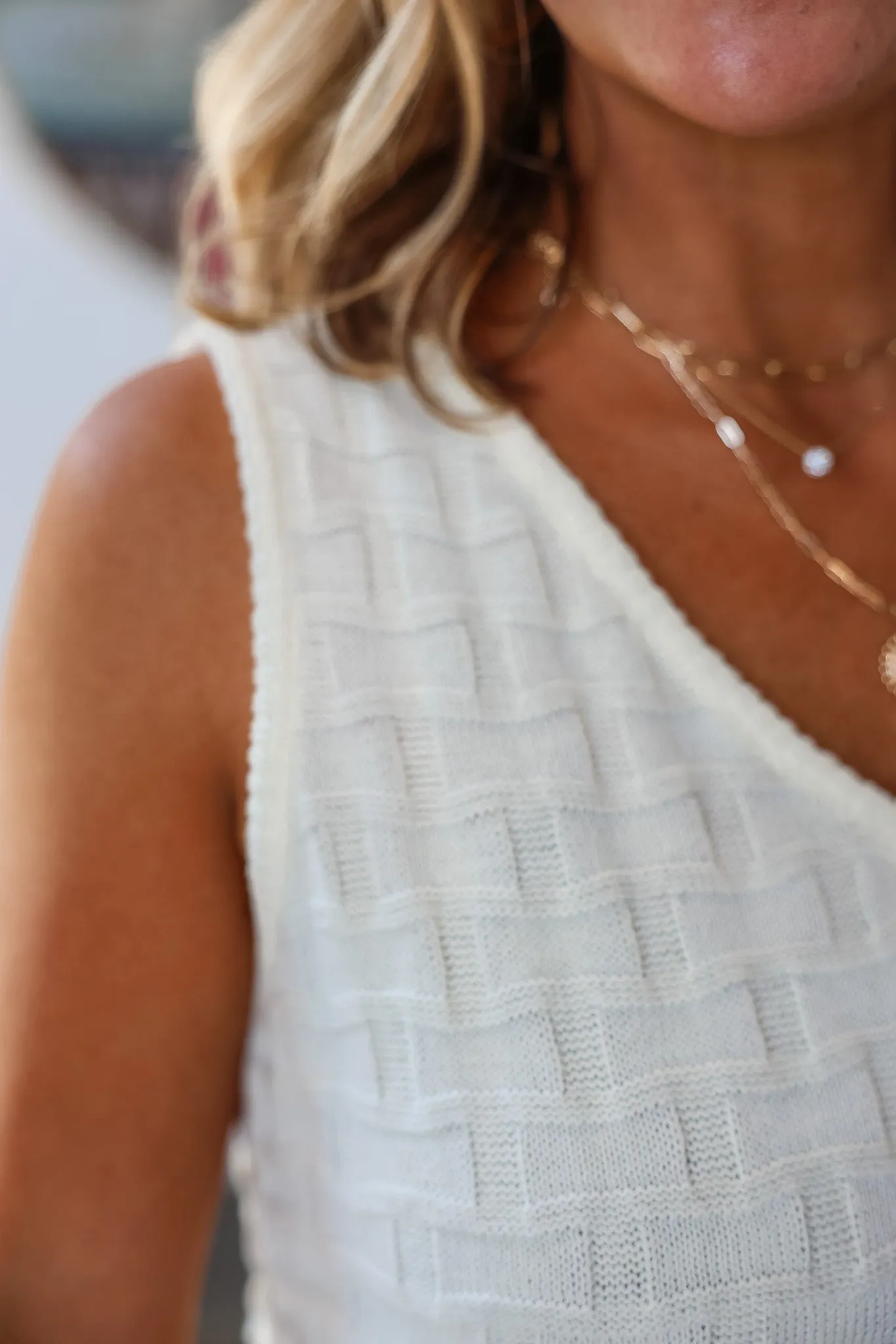 Textured Sweater Tank Cream