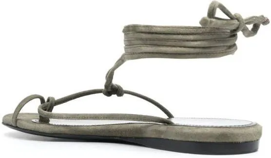 Green Ankle-Tie Flat Sandals by The Attico