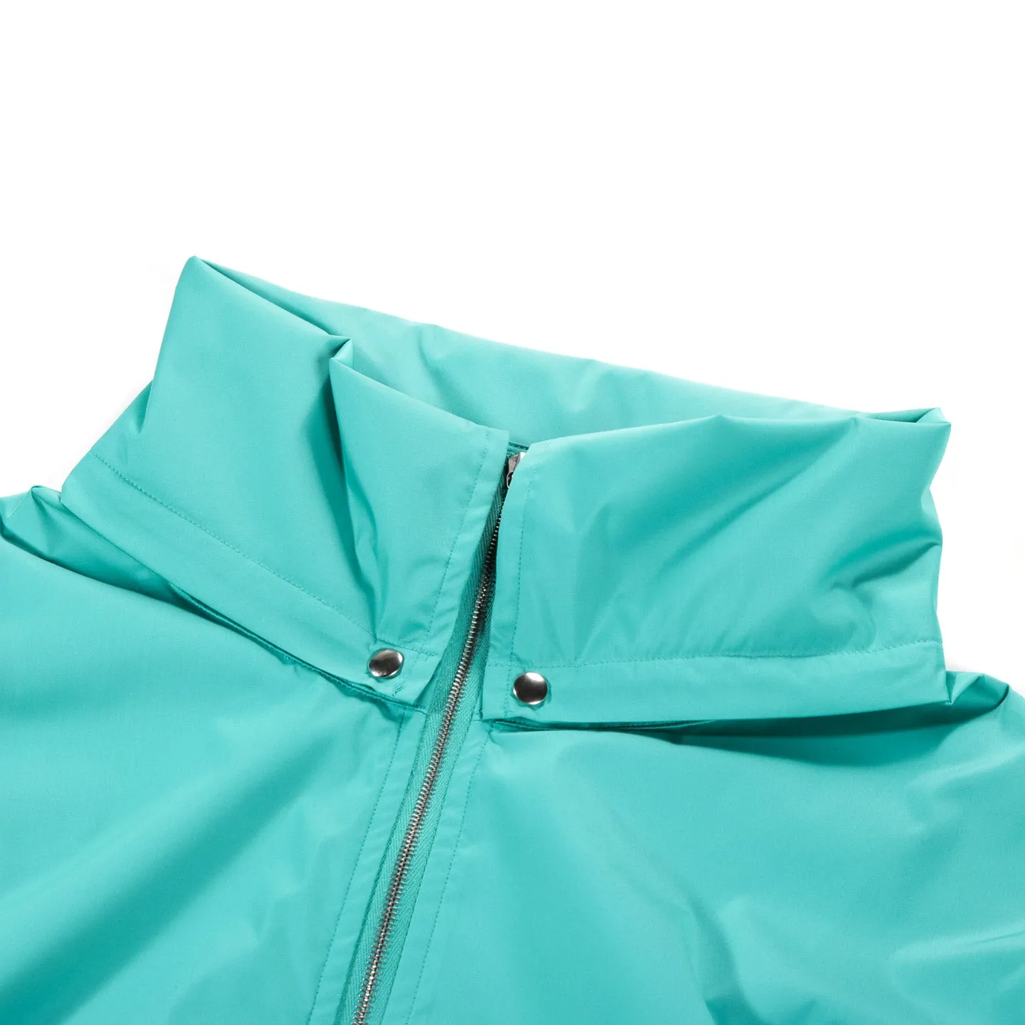 Turquoise Satin Zip Blouson Jacket Polyester Laminate Low Twist