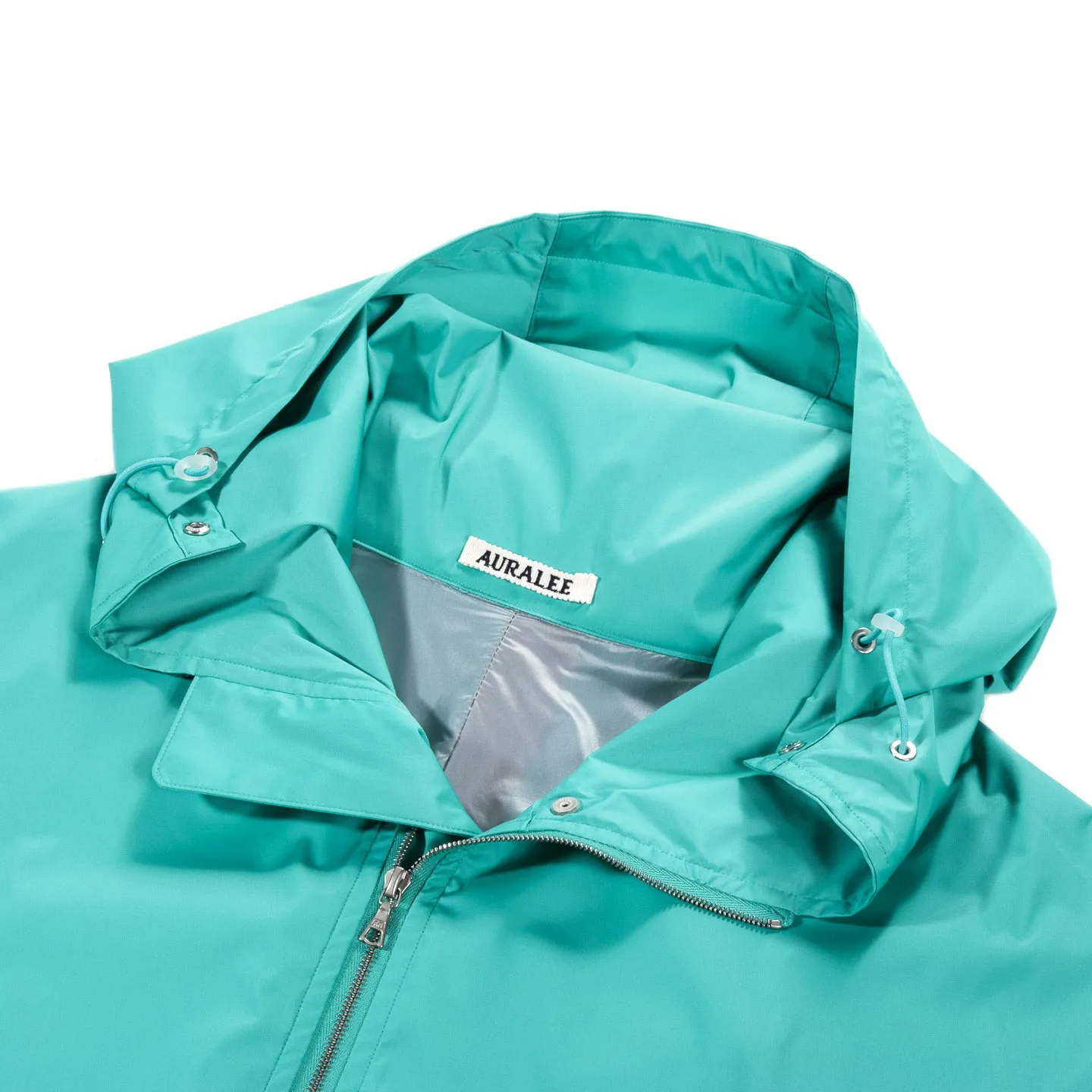 Turquoise Satin Zip Blouson Jacket Polyester Laminate Low Twist