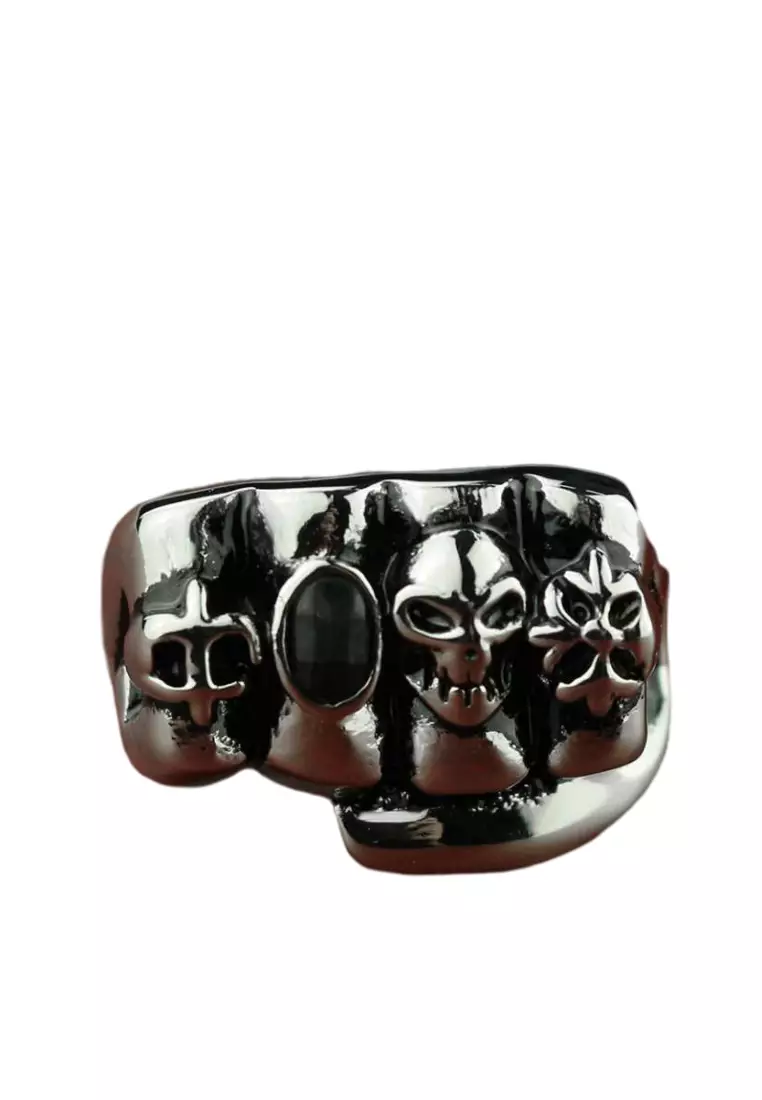 Titanium Steel Skull Black Diamond Fist Ring GY538 by Twenty Eight Shoes