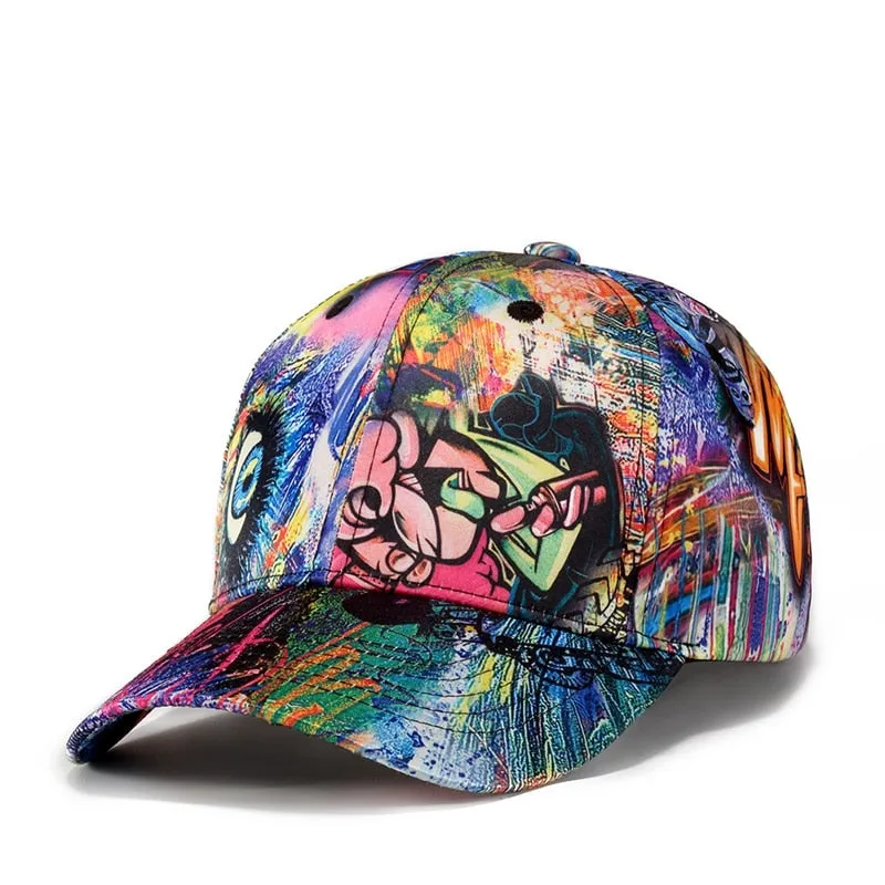 Unisex Casual Fitted Graffiti Hip Hop Baseball Cap