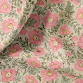 Vintage Botanical Floral Linen Fabric - Ideal for Clothing, Curtains, and Upholstery