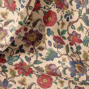 Vintage Floral Knitted Print Linen Fabric By The Yard or Meter - Ideal for Bedding, Curtains, Clothing, Pillow Covers