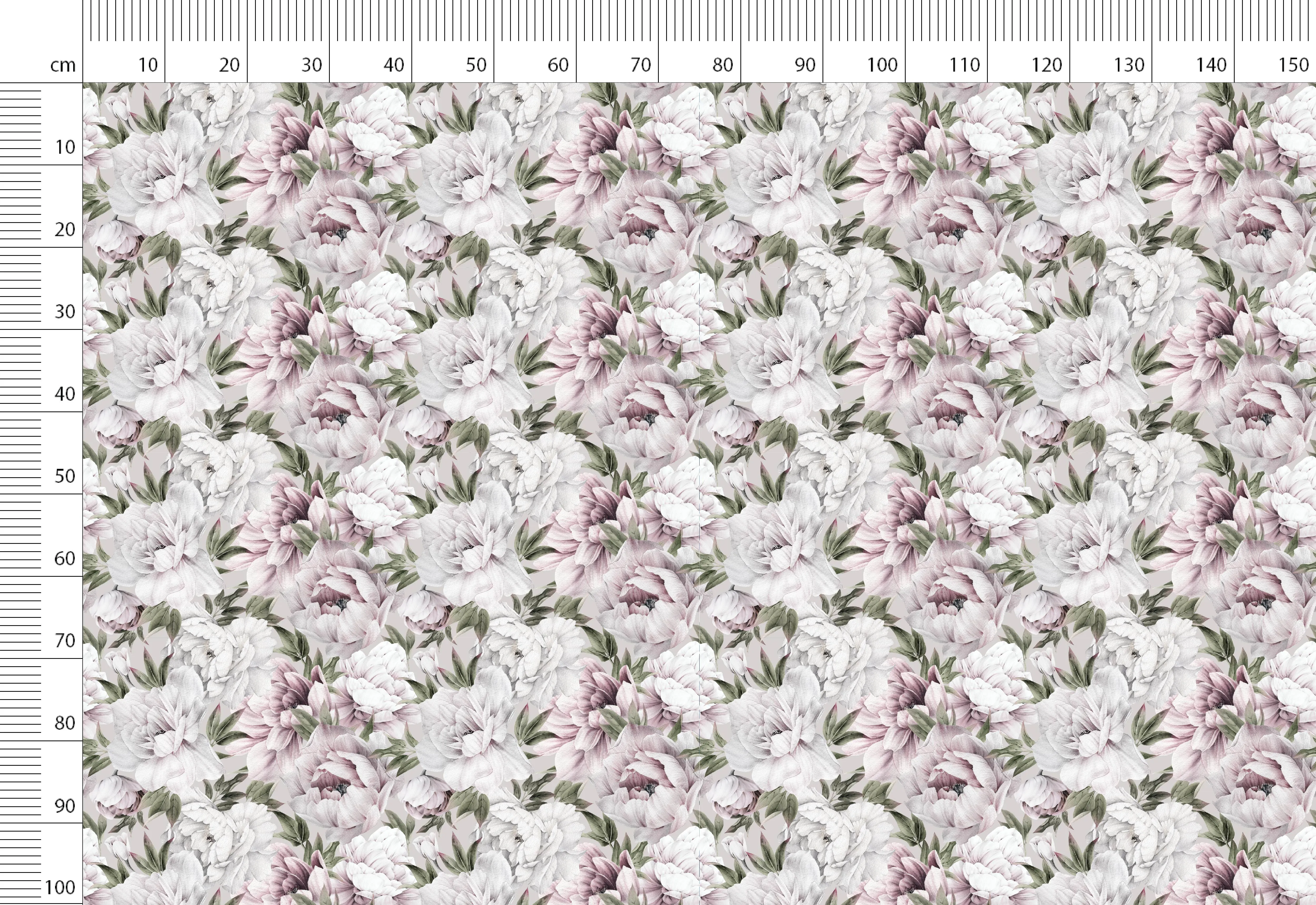 Watercolor Peonies Floral Linen Fabric - Yard/Meter - For Clothing, Curtains & Uphol